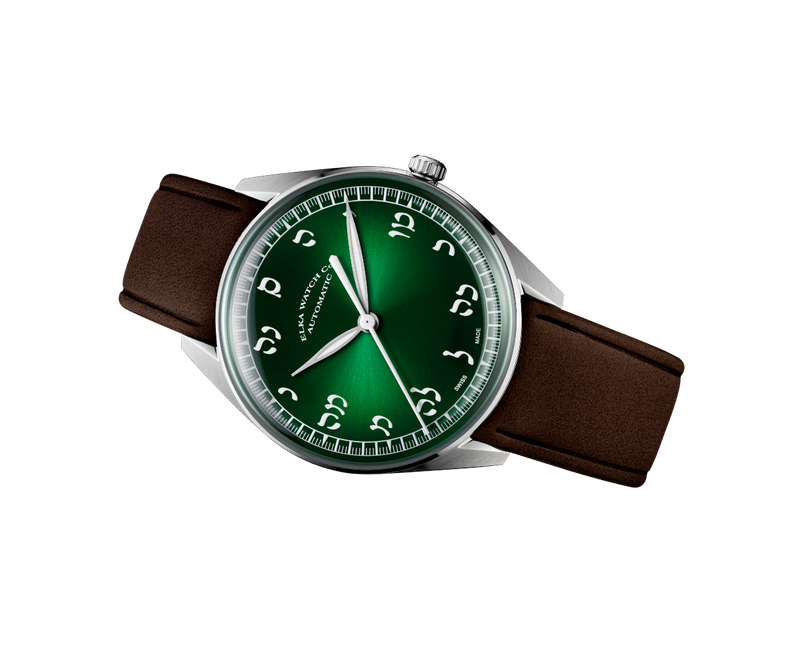 ELKA X16-0811 Automatic Gradient Green Dial & Brown Leather