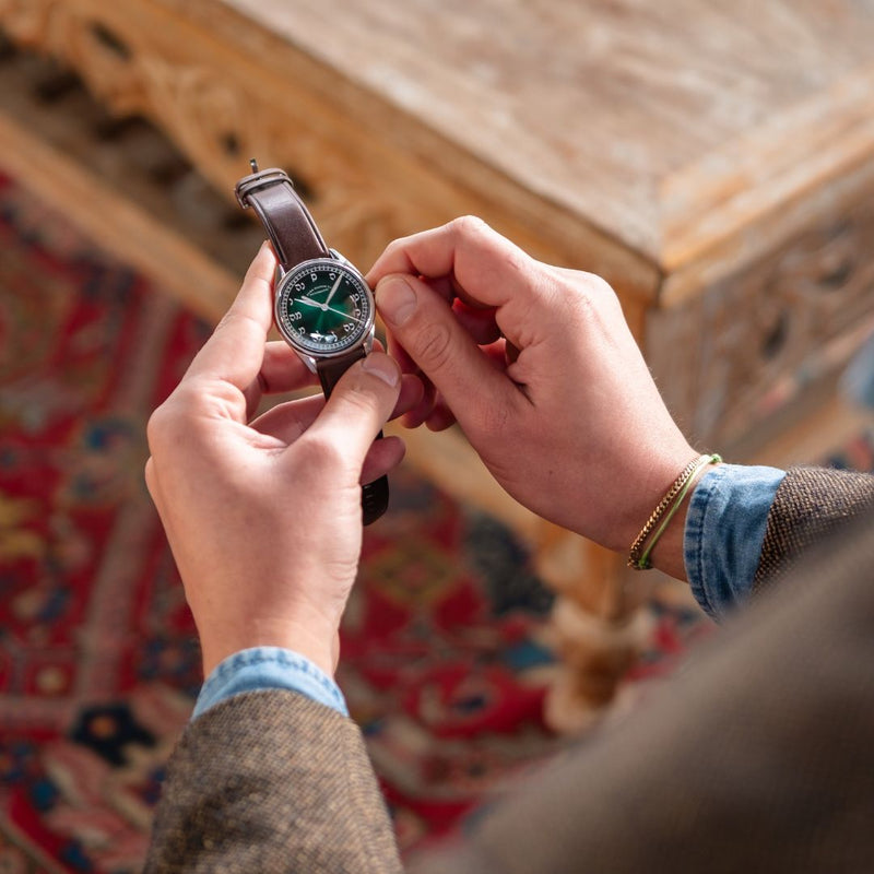 ELKA X16-0811 Automatic Gradient Green Dial & Brown Leather