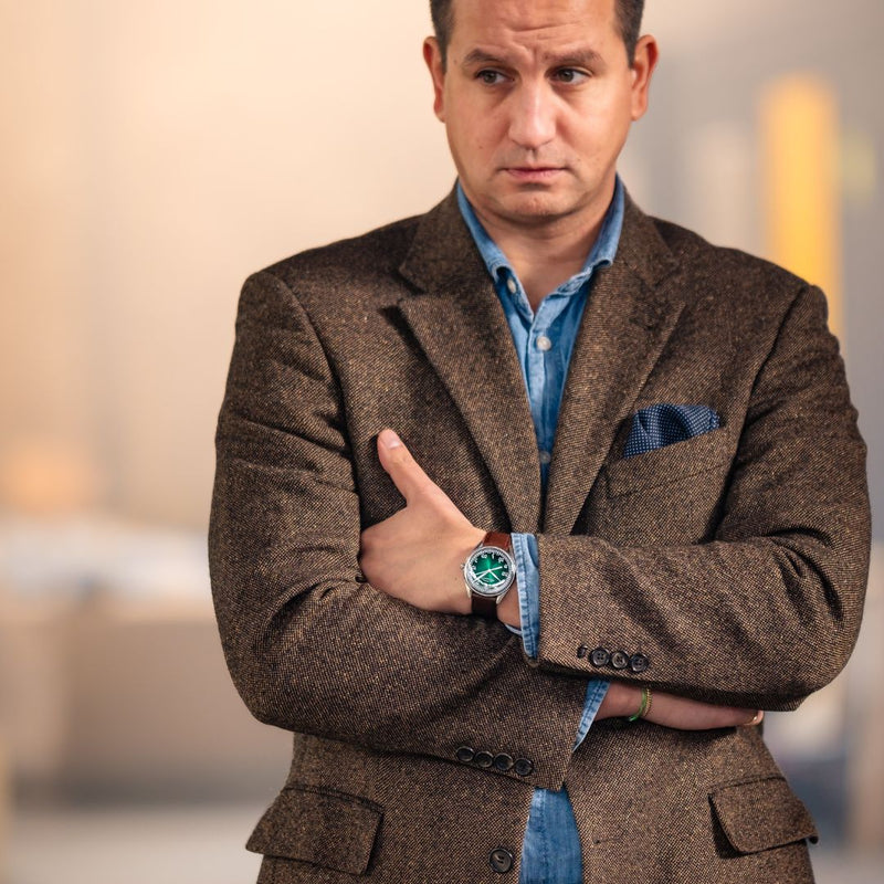 ELKA X16-0811 Automatic Gradient Green Dial & Brown Leather