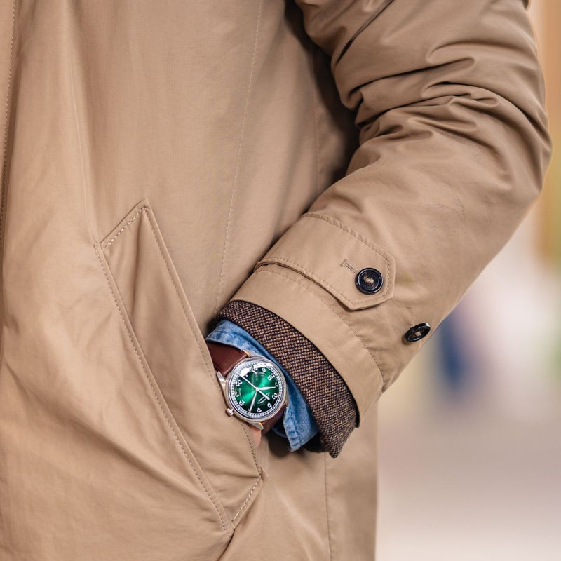 ELKA X16-0811 Automatic Gradient Green Dial & Brown Leather