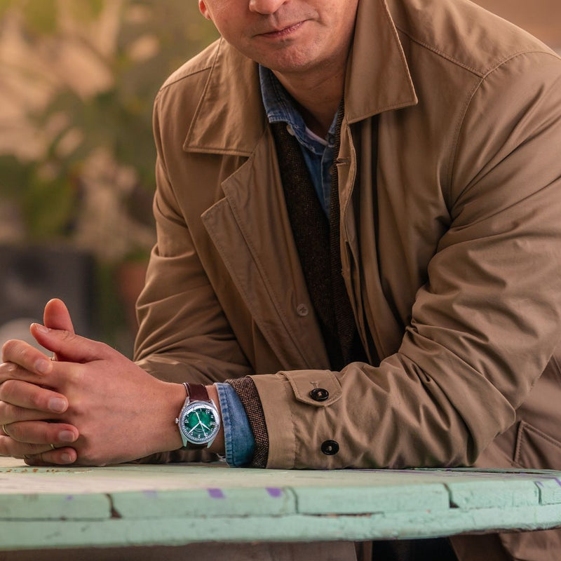 ELKA X16-0811 Automatic Gradient Green Dial & Brown Leather