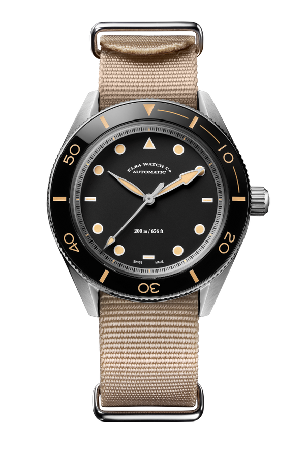 ELKA Arinis AF02W-0901 Automatic Black Dial & Beige Nato