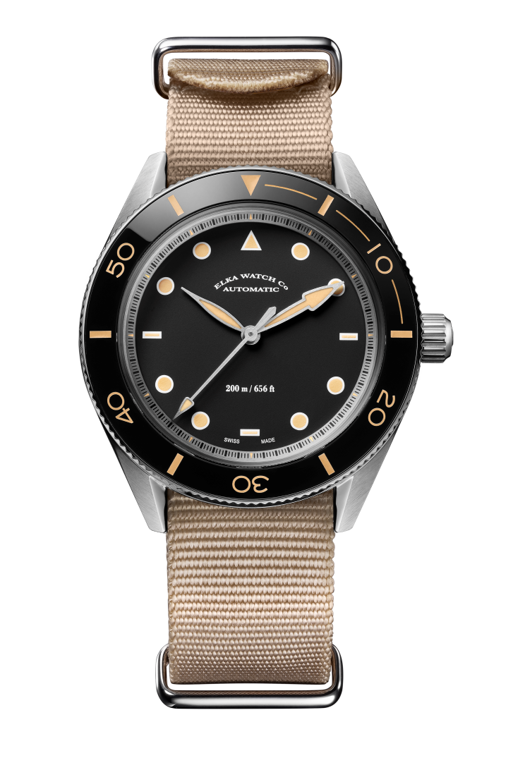 ELKA Arinis AF02W-0901 Automatic Black Dial & Beige Nato