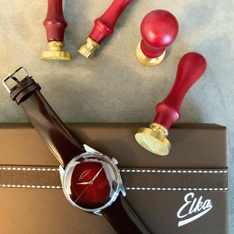 ELKA S02-0810 Automatic Burgundy Gradient Dial & Brown Leather Strap