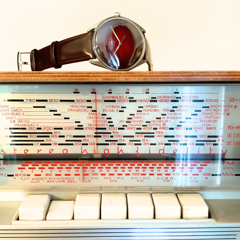 ELKA S02-0810 Automatic Burgundy Gradient Dial & Brown Leather Strap