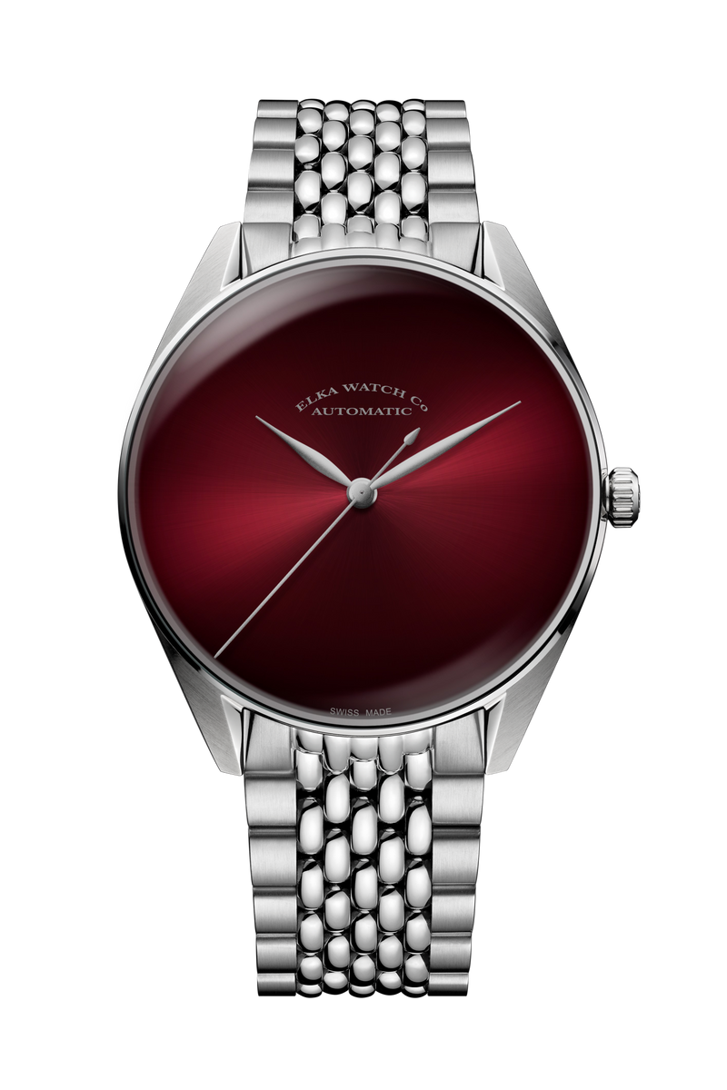 ELKA S02-1003 Automatic Gradient Burgundy Dial & Rice-Grain Steel Bracelet