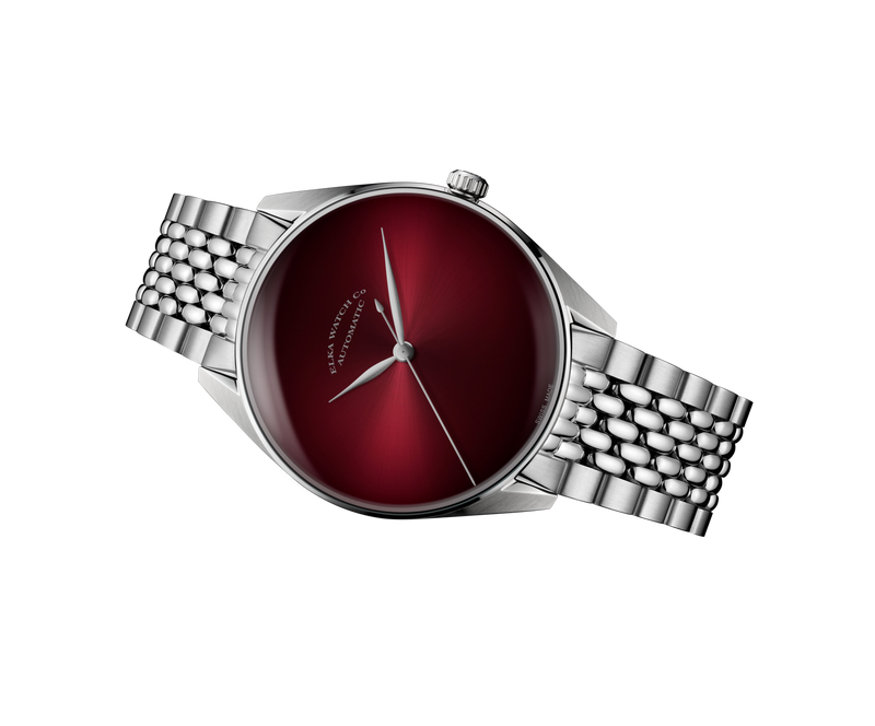 ELKA S02-1003 Automatic Gradient Burgundy Dial & Rice-Grain Steel Bracelet