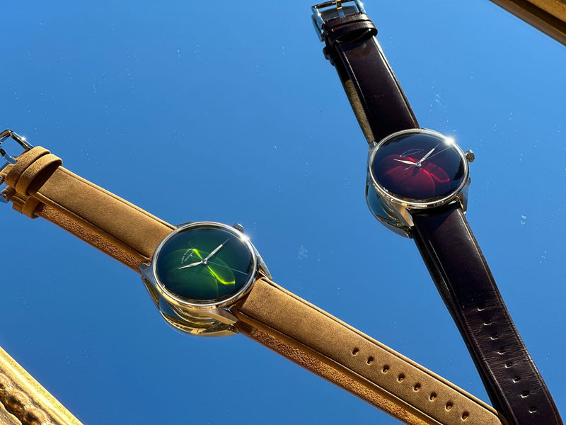 ELKA S02-0810 Automatic Burgundy Gradient Dial & Brown Leather Strap