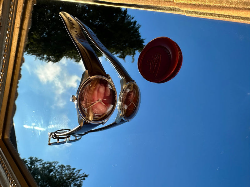 ELKA S02-0810 Automatic Burgundy Gradient Dial & Brown Leather Strap