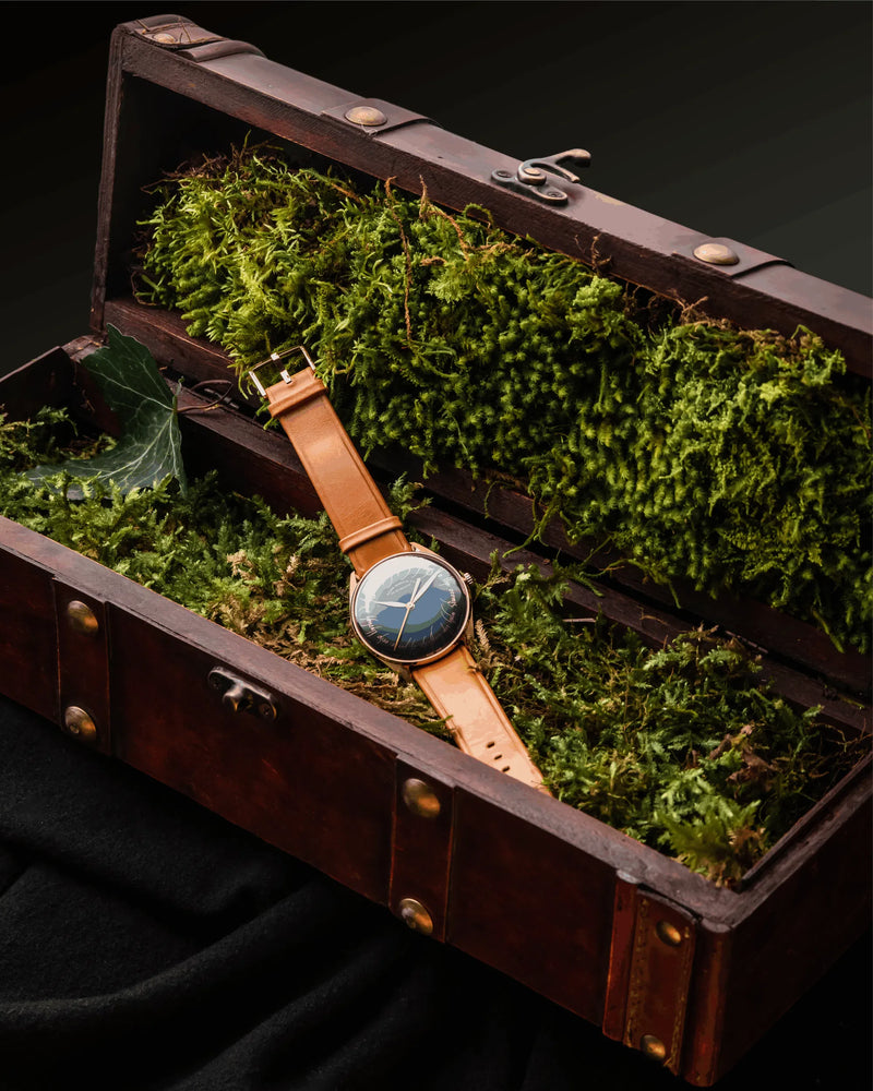 ELKA TP01-0806 Automatic Dark Blue Dial & Cognac Leather Strap