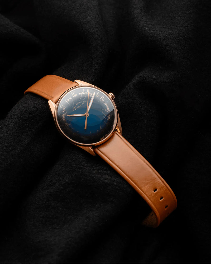 ELKA TP01-0806 Automatic Dark Blue Dial & Cognac Leather Strap