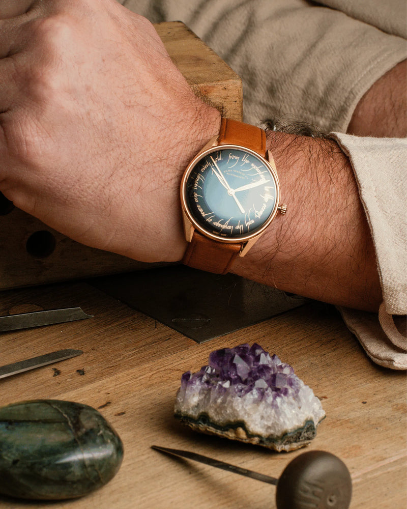 ELKA TP01-0806 Automatic Dark Blue Dial & Cognac Leather Strap