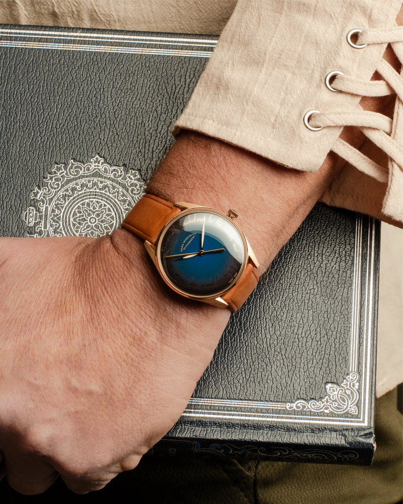 ELKA TP01-0806 Automatic Dark Blue Dial & Cognac Leather Strap