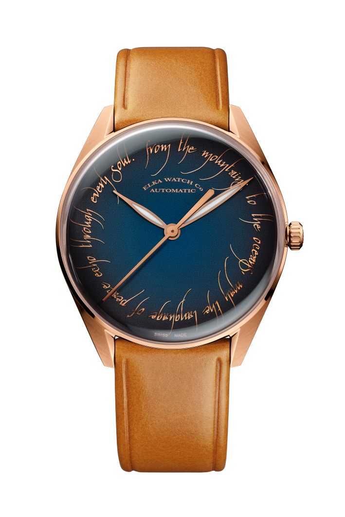 ELKA TP01-0806 Automatic Dark Blue Dial & Cognac Leather Strap