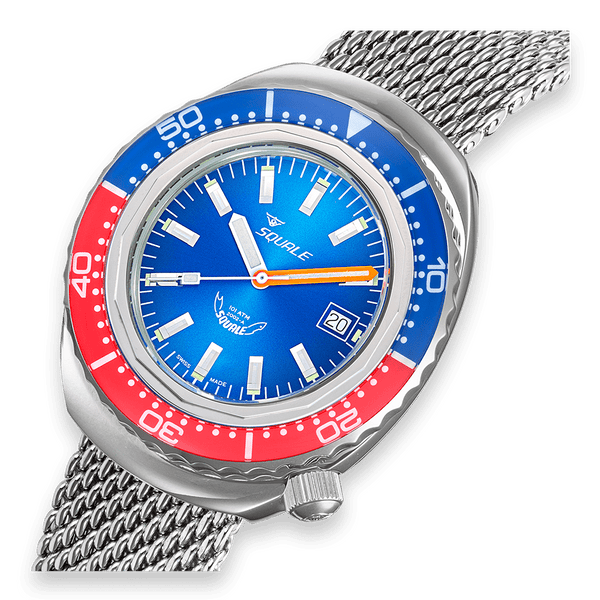 Squale 2002 Blue-Red Automatic Steel Watch 2002.SS.BLR.BL.ME22