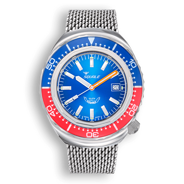 Squale 2002 Blue-Red Automatic Steel Watch 2002.SS.BLR.BL.ME22