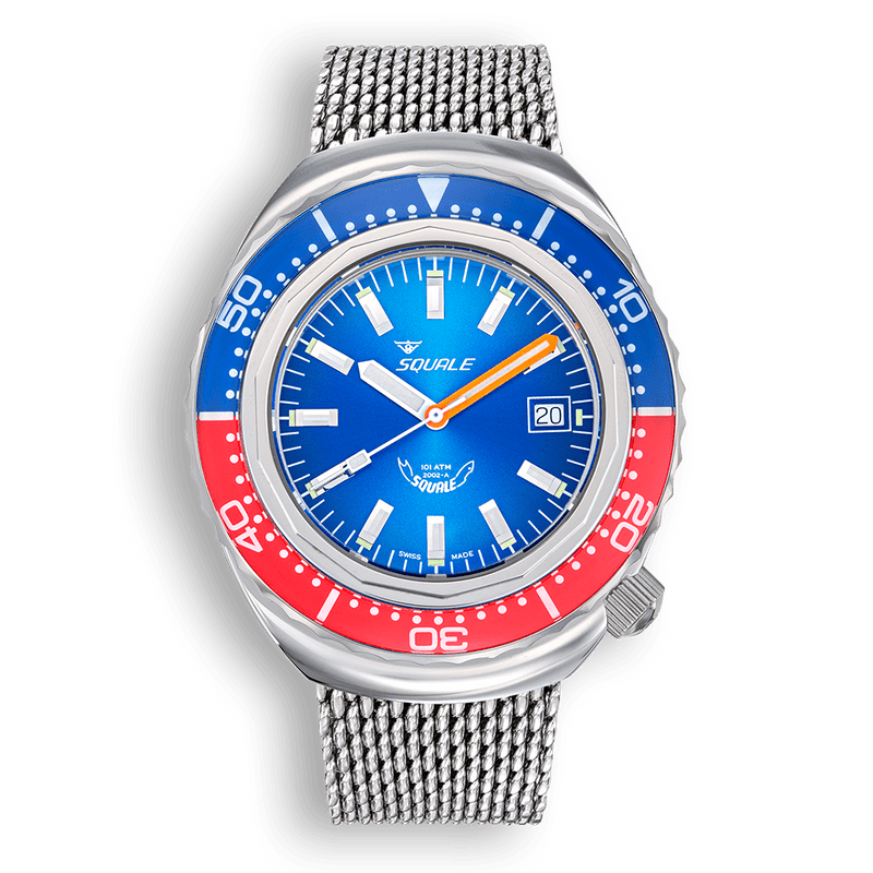 Squale 2002 Blue-Red Automatic Steel Watch 2002.SS.BLR.BL.ME22