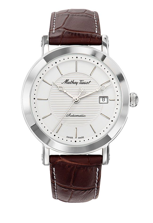 Mathey-Tissot City Automatic Stainless Steel / Brown Leather & White Dial HB611251ATAI