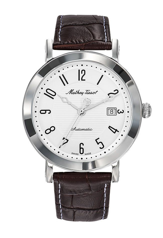 Mathey-Tissot City Automatic Stainless Steel / Black Leather & White Dial HB611251ATAG