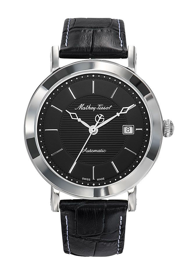 Mathey-Tissot City Automatic Stainless Steel / Black Leather & Black Dial HB611251ATAN