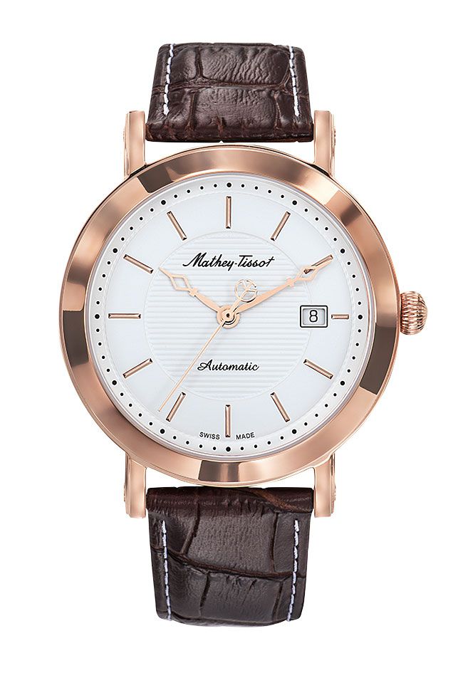 Mathey-Tissot City Automatic Rose Gold / Brown Leather & White Dial HB611251ATPI