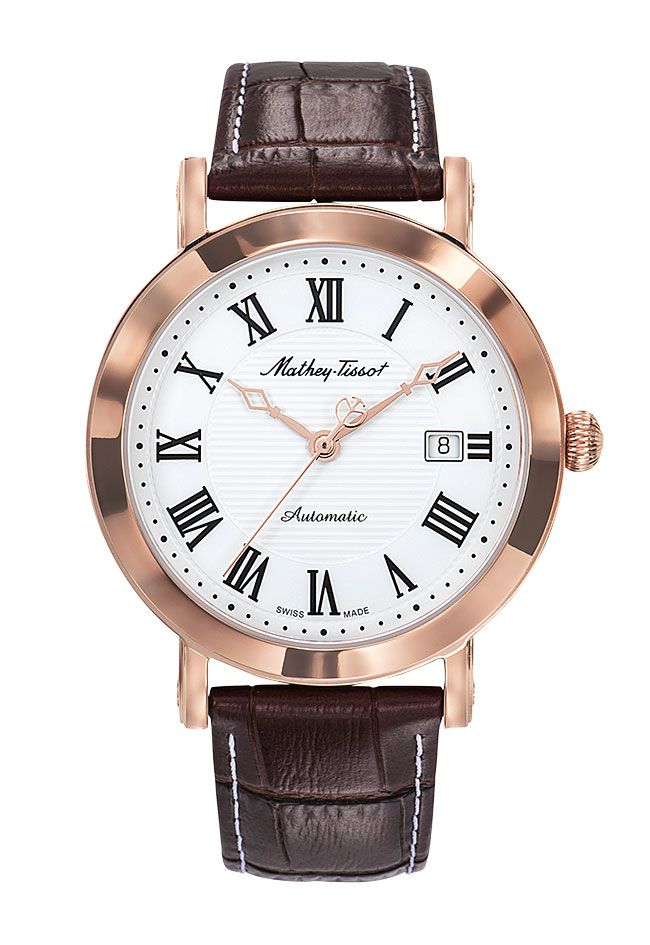 Mathey-Tissot City Automatic Rose Gold / Brown Leather & White Dial HB611251ATPBR