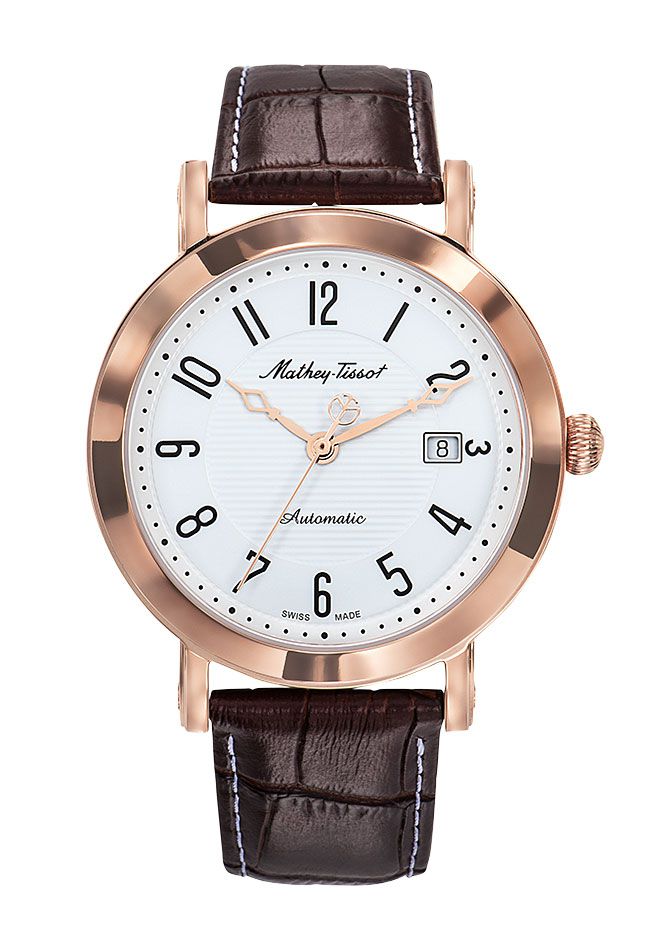 Mathey-Tissot City Automatic Rose Gold / Brown Strap & White Dial HB611251ATPG