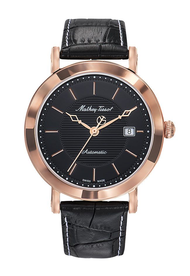 Mathey-Tissot City Automatic Rose Gold / Black Leather & Black Dial HB611251ATPN