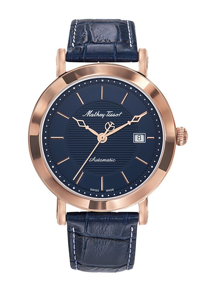 Mathey-Tissot City Automatic Rose Gold / Blue Leather & Blue Dial HB611251ATPBU