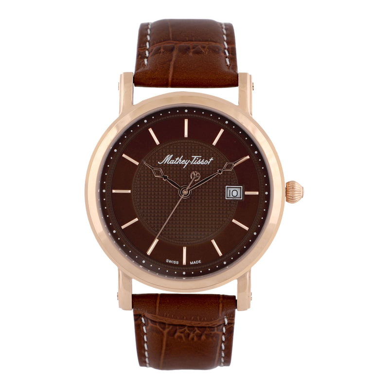 Mathey-Tissot City Rose Gold / Brown Leather & Brown Dial HB611251PM