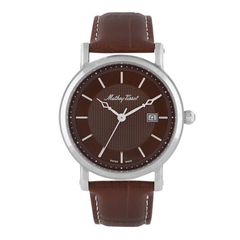 Mathey-Tissot City Stainless Steel / Brown Leather & Brown Dial H611251AM