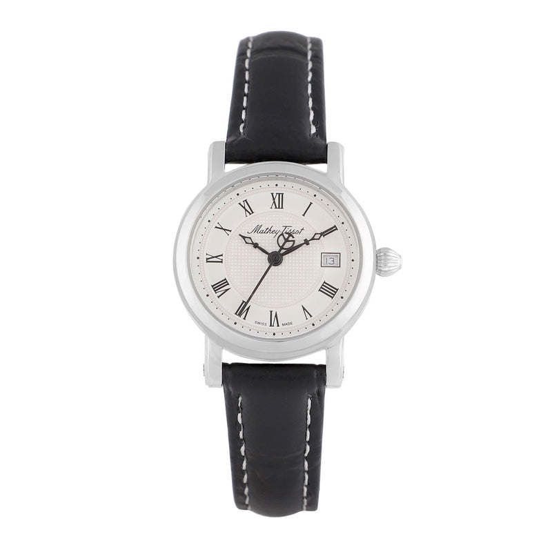 Mathey-Tissot City Stainless Steel / Black Leather & White Dial D31186ABR