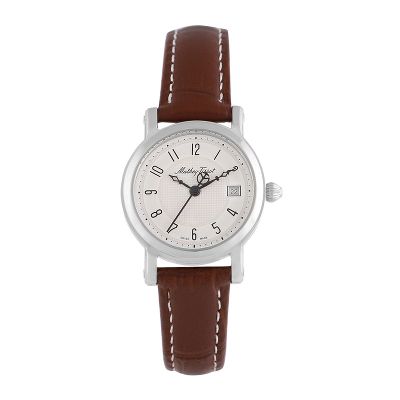 Mathey-Tissot City Stainless Steel / Brown Leather & White Dial D31186AG