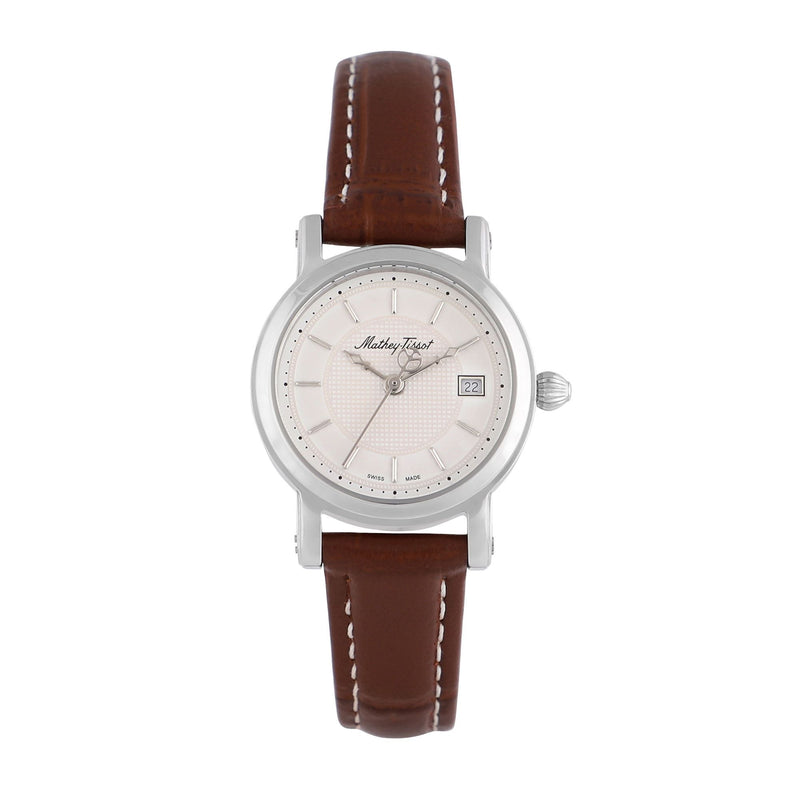 Mathey-Tissot City Stainless Steel / Brown Leather & White Dial D31186AI