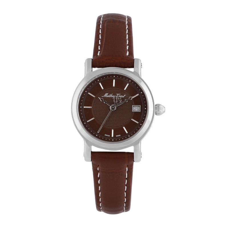 Mathey-Tissot City Stainless Steel / Brown Leather & Brown Dial D31186AM
