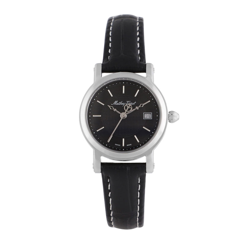 Mathey-Tissot City Stainless Steel / Black Leather & Black Dial D31186AN