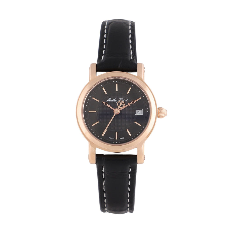 Mathey-Tissot City Rose Gold / Black Leather & Black Dial D31186PN