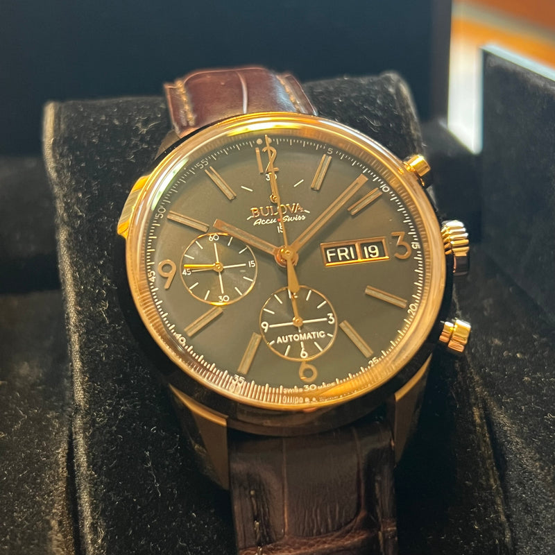 Bulova Accu-Swiss Automatic Chrono Day-Date Full Set 64C106