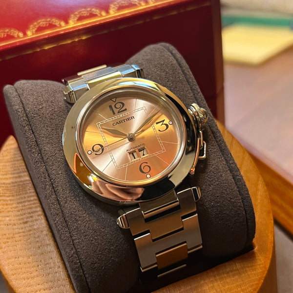 Cartier Pasha C Automatic Pink Dial Full Set W31058M7