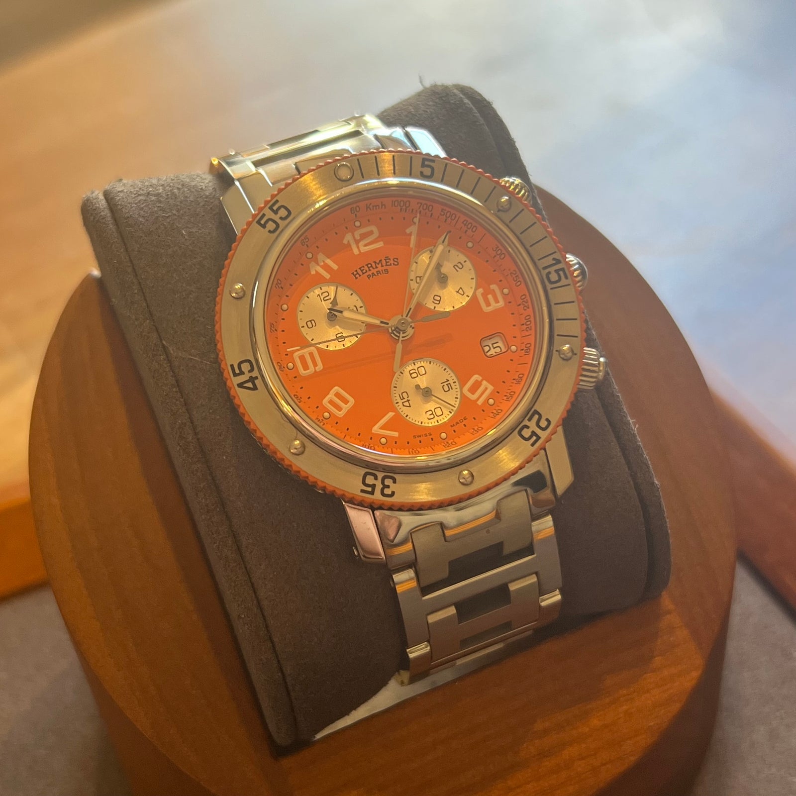 Hermès Clipper Chronograph Orange Dial CL2.916
