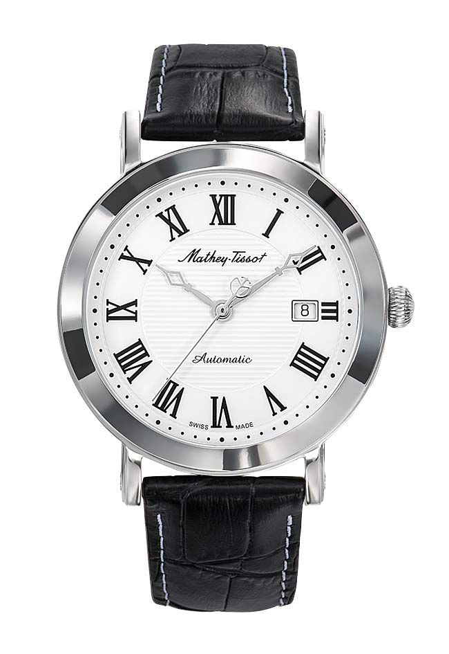 Mathey-Tissot City Automatic Stainless Steel / Black Leather & White Dial HB611251ATABR