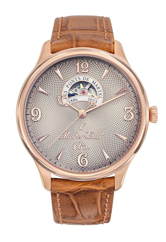 Mathey-Tissot Edmond Havana Open Heart Rose Gold / Camel Leather & Cream Dial MC1886CI