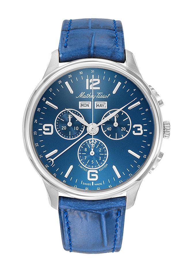 Mathey-Tissot Edmond 5040F Stainless Steel / Blue Leather & Blue Dial H1886CHABU
