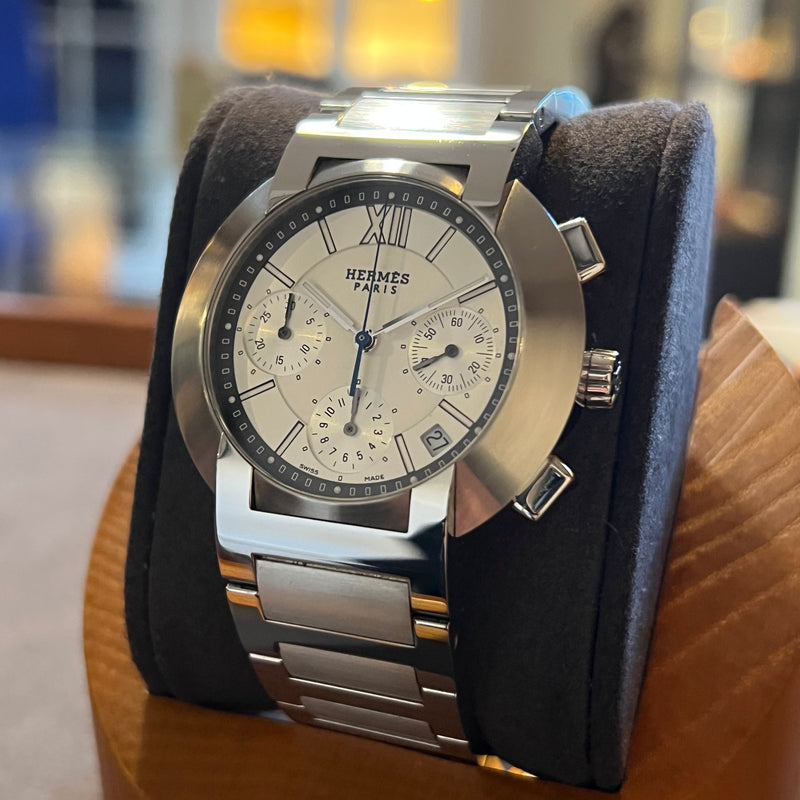 Hermes Nomade Auto Quartz Watch Gray Silver Stainless Steel Hermes Nomade Compass Watch Autoquartz Mens 41mm Swiss Made  main image 2