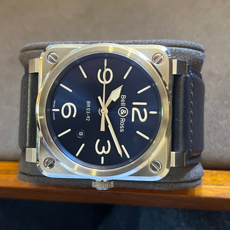 Bell & Ross Automatic Date Blue Dial Full Set BR03-92-S