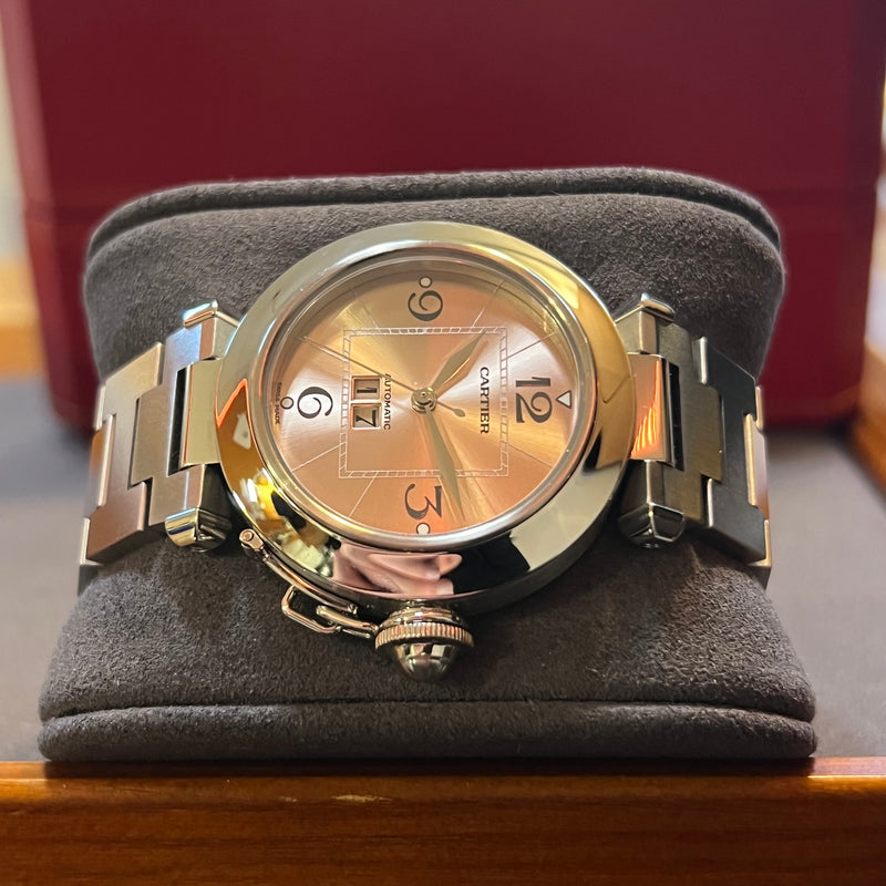 Cartier Pasha C Automatic Pink Dial Full Set W31058M7