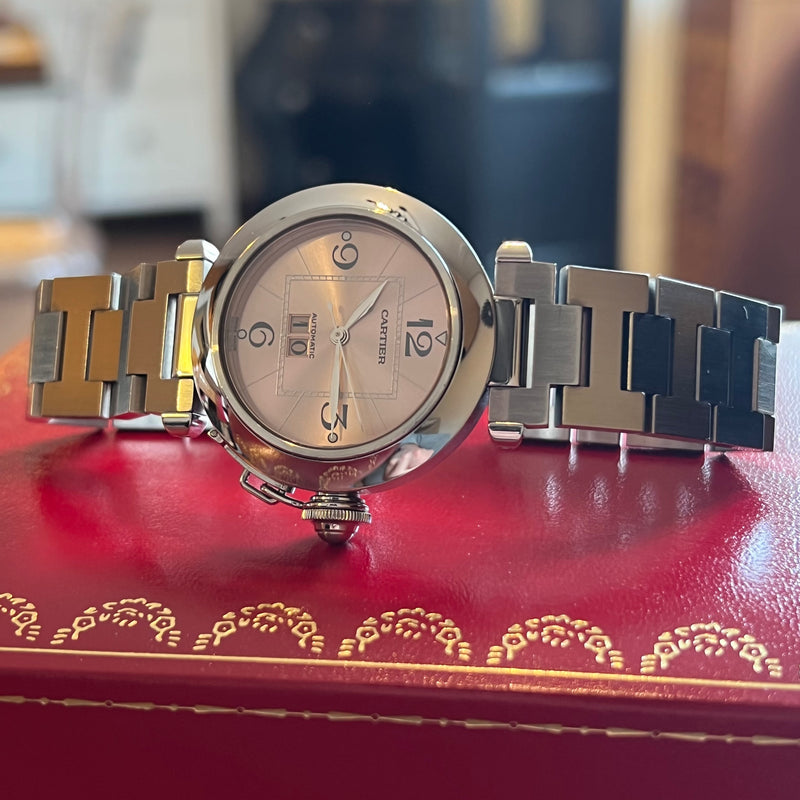 Cartier Pasha Pink Dial Automatic Full Set W31058M7