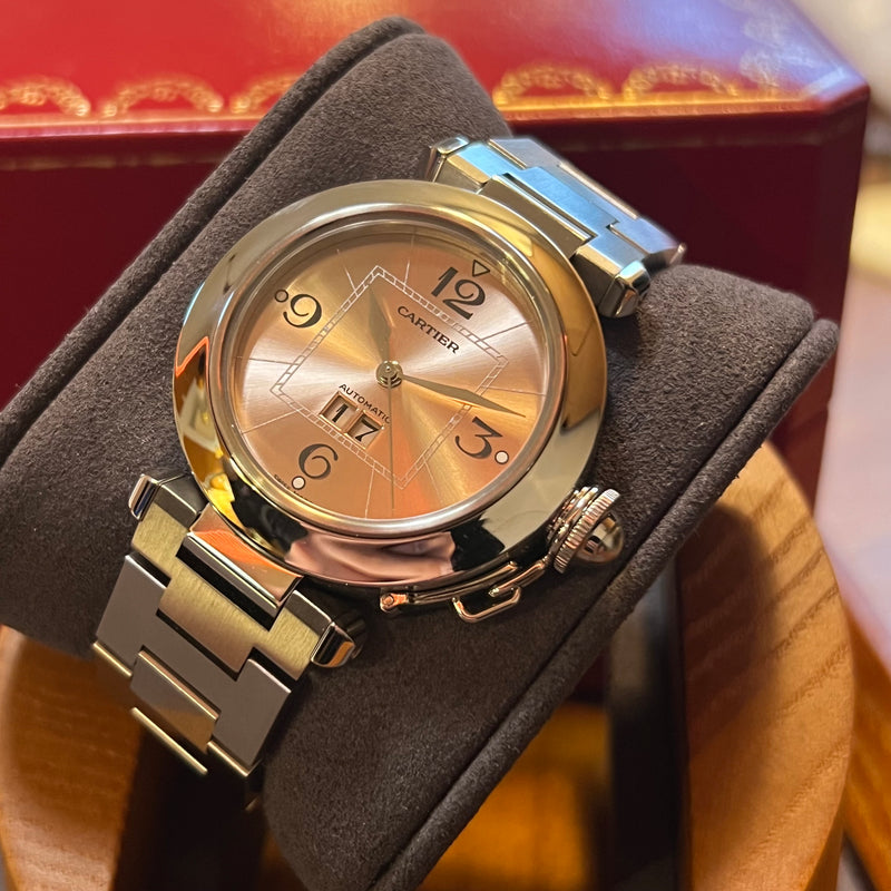 Cartier Pasha C Automatic Pink Dial Full Set W31058M7
