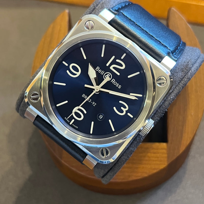 Bell & Ross Automatic Date Blue Dial Full Set BR03-92-S