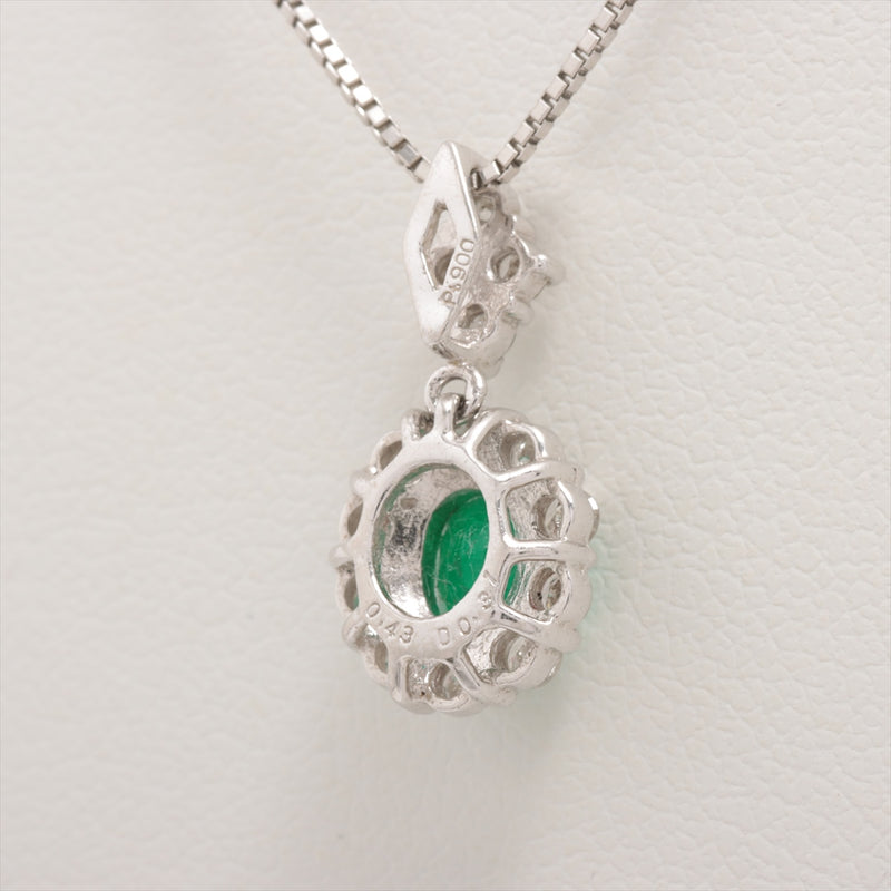 Necklace Emerald 0.43 ct Diamonds 0.31 ct Pt900 & Pt850 4.1g